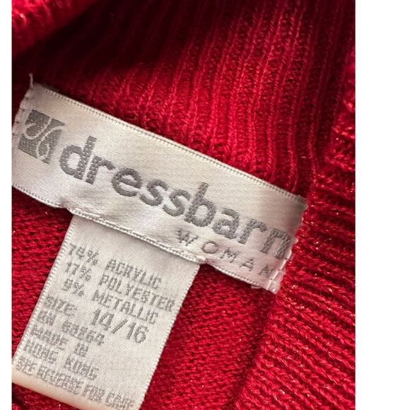 Dressbarn Red Metallic Mock Neck Sweater Large 14/16 Acrylic Polyester - Picture 3 of 7